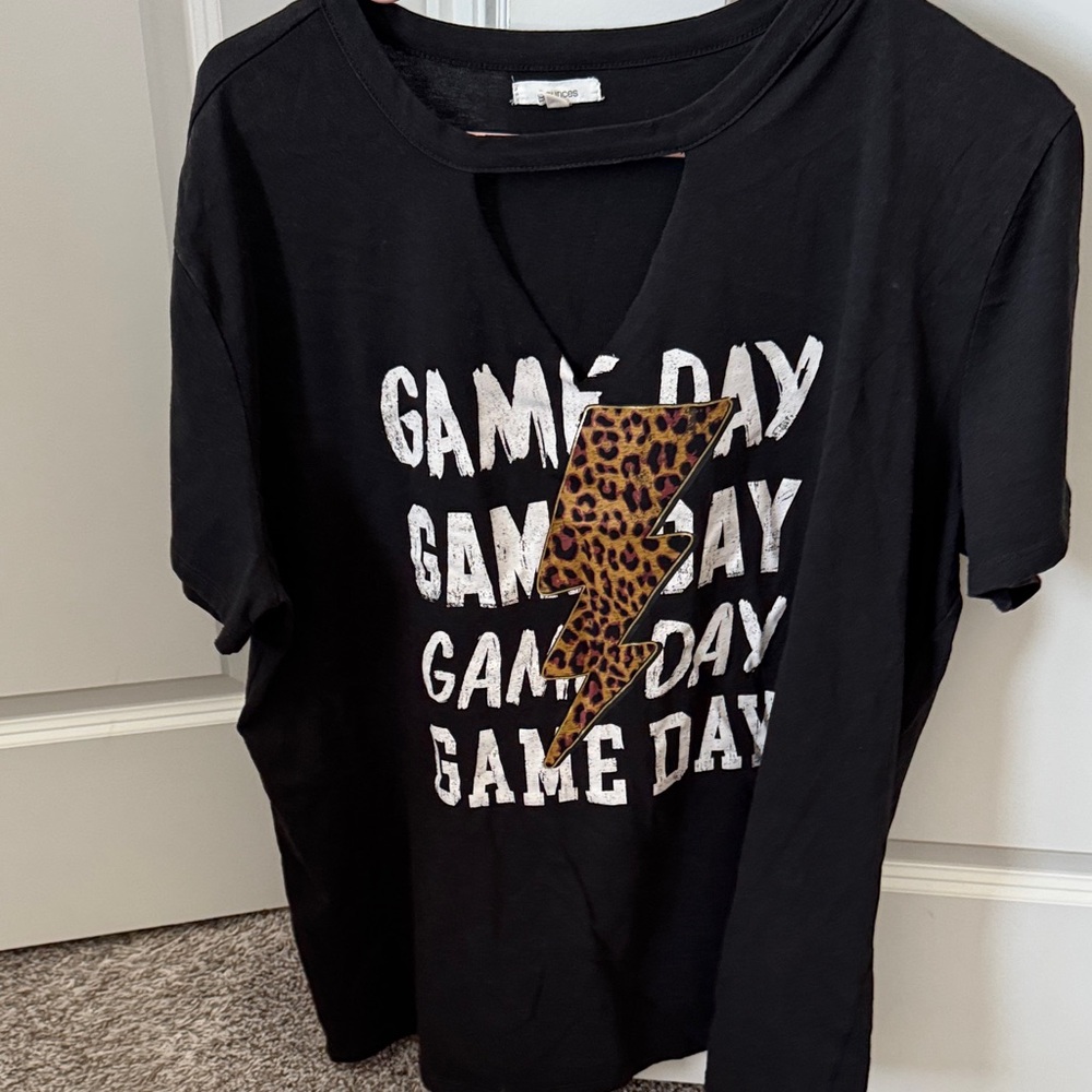 Maurices Black Game Day Top with Leopard Bolt